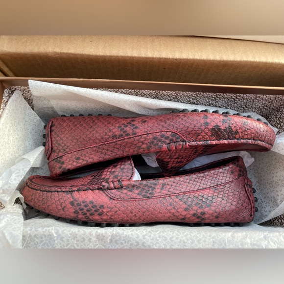 M Gemi Italian Printed Leather Wine & Black Driving Moccasins Size EU 38 US7 - Picture 9 of 16